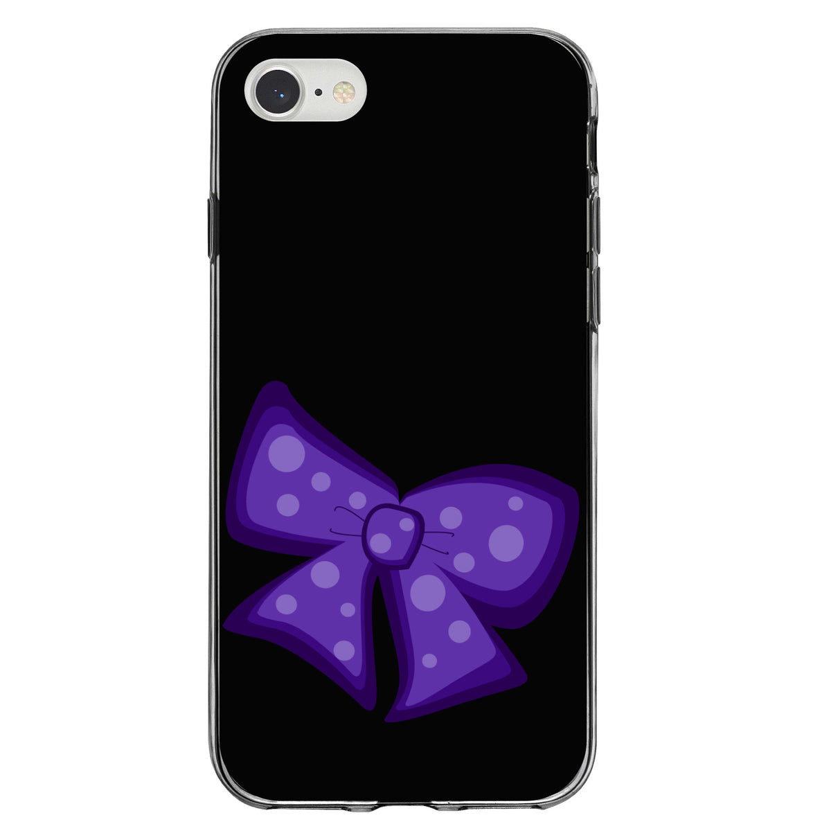 Purple Black Bow Ribbon Clear Shockproof iPhone Case, view 5
