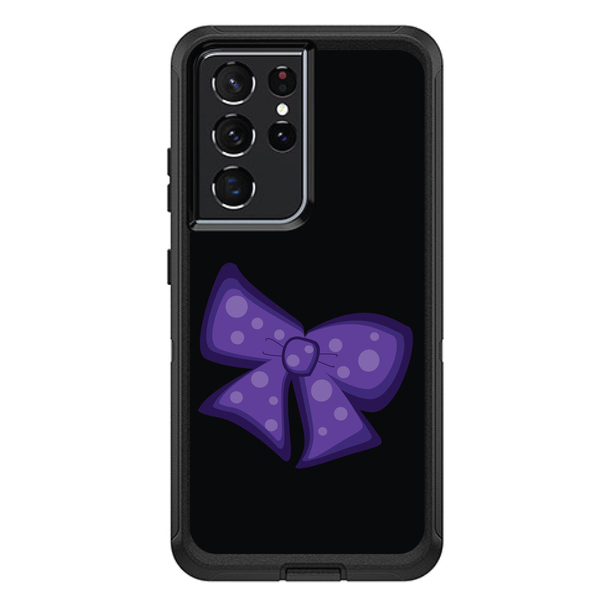 Purple Black Bow Ribbon OtterBox Defender Case for iPhone & Galaxy, view 7