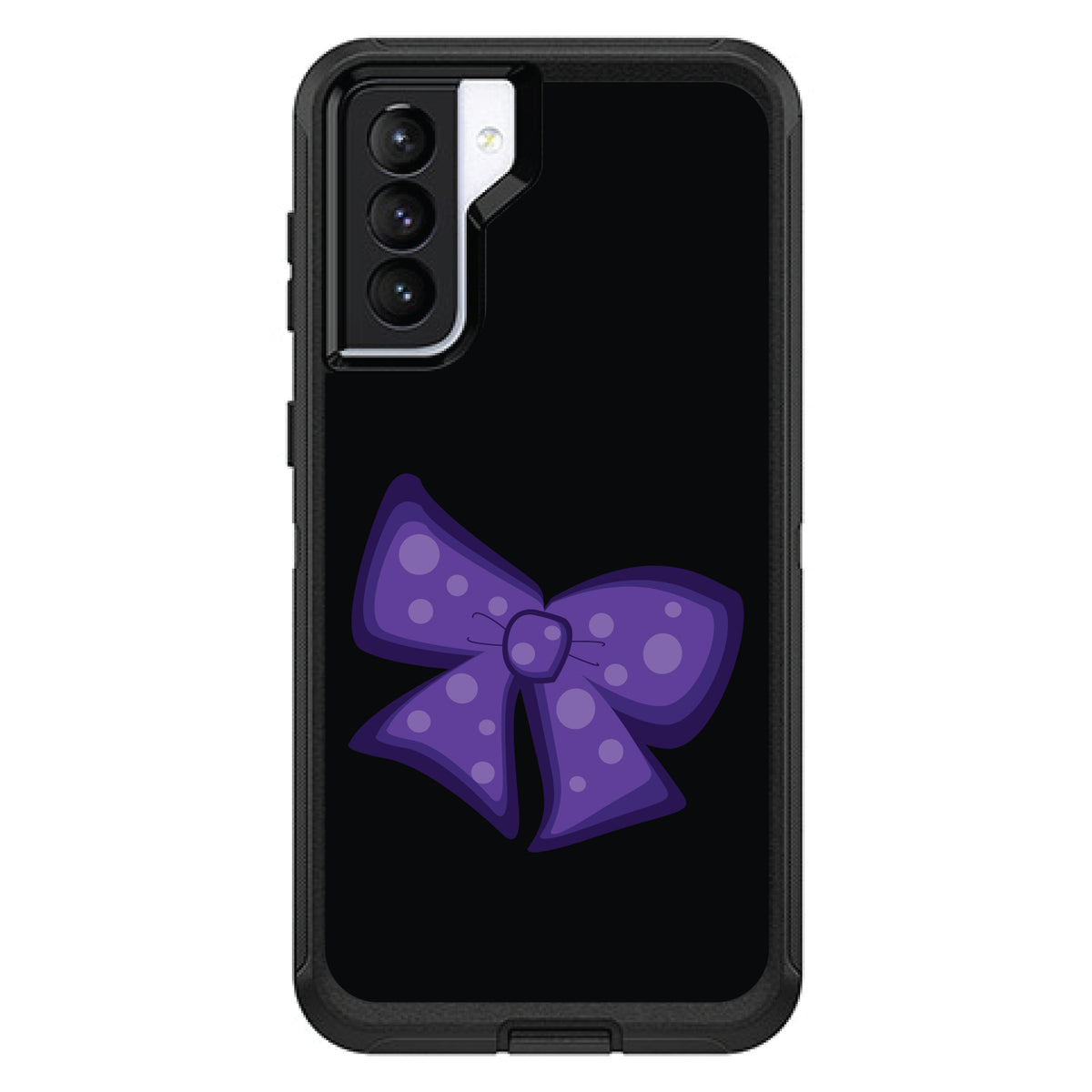 Purple Black Bow Ribbon OtterBox Defender Case for iPhone & Galaxy, view 6