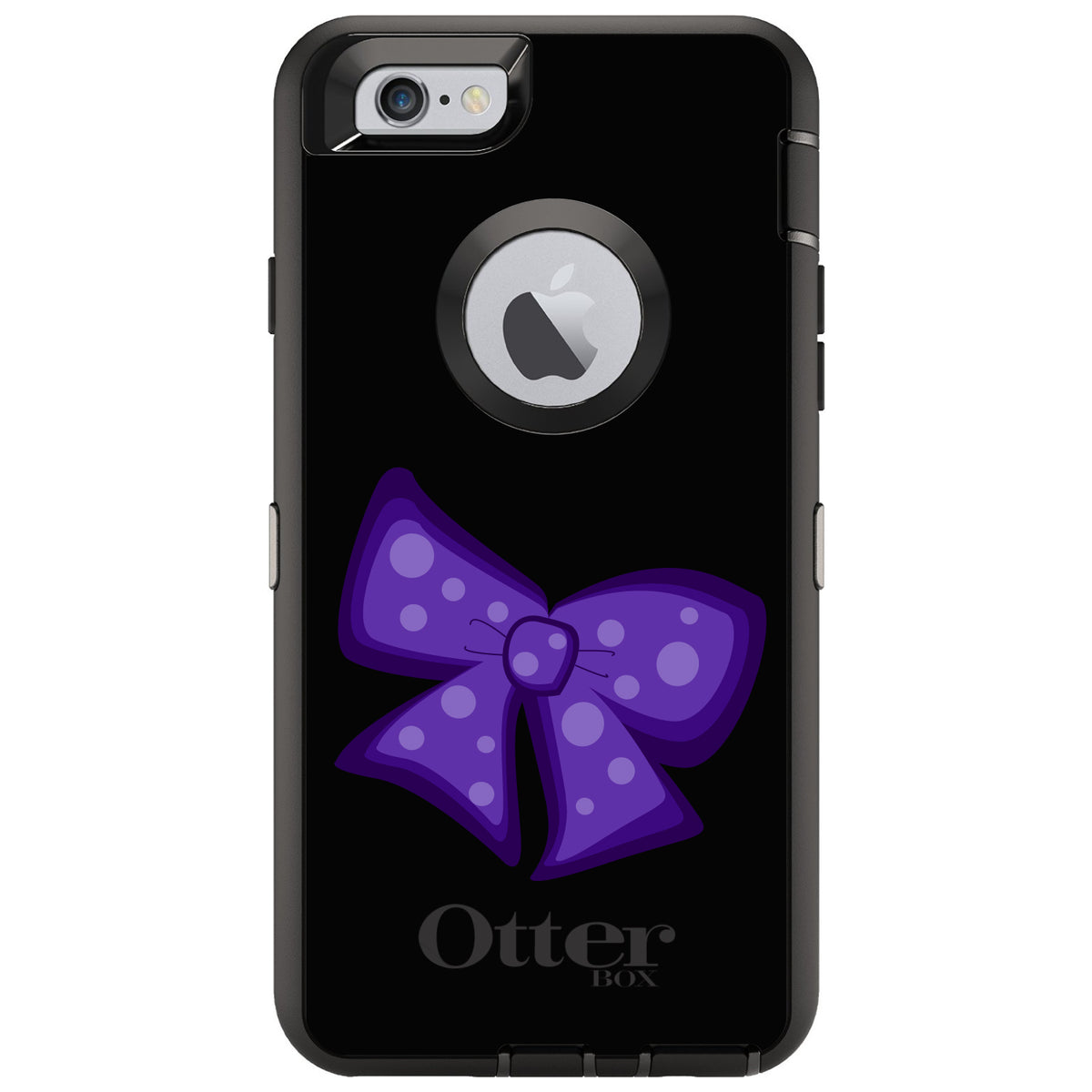 Purple Black Bow Ribbon OtterBox Defender Case for iPhone & Galaxy, view 4