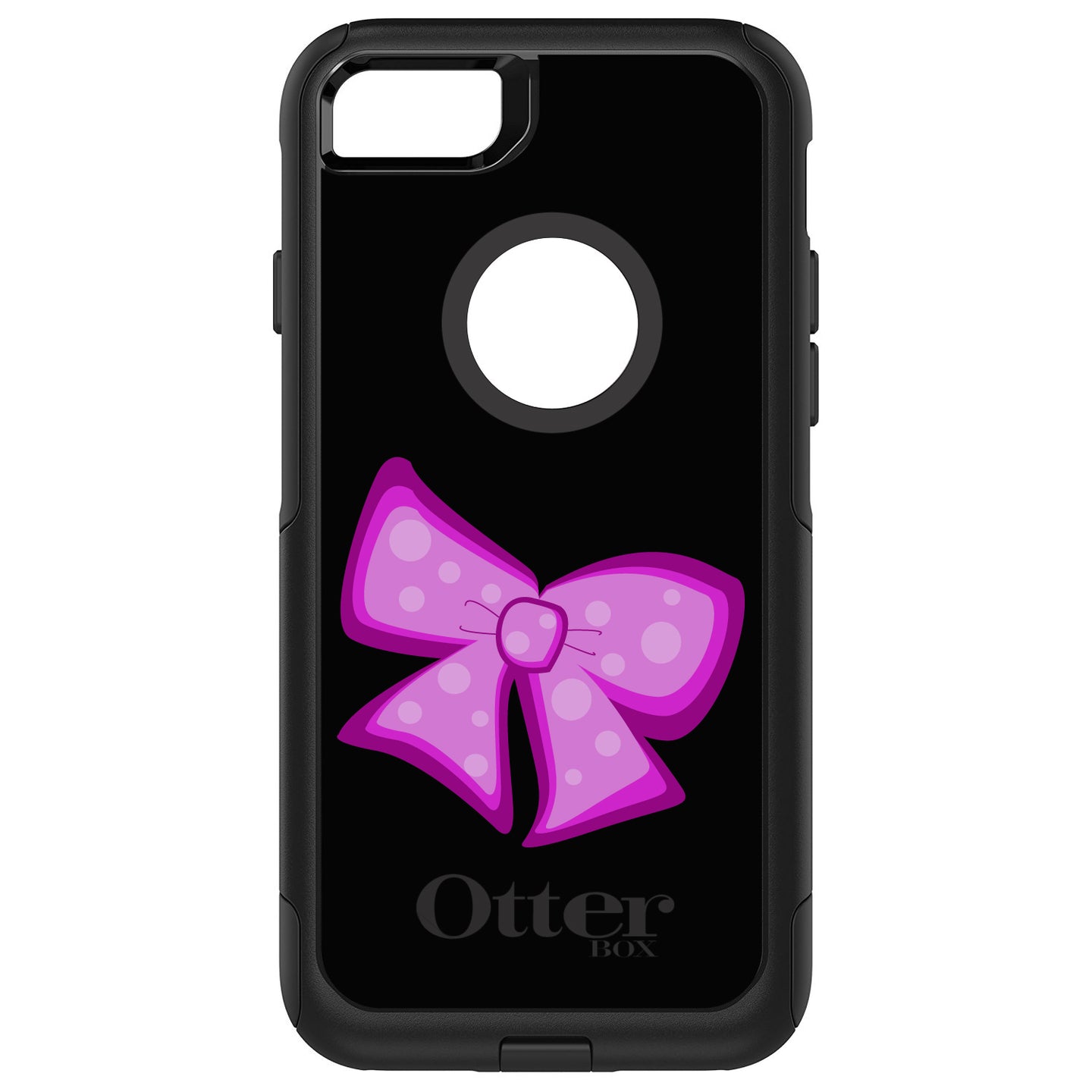 DistinctInk™ OtterBox Commuter Series Case for Apple iPhone or Samsung Galaxy - Pink Black Bow Ribbon