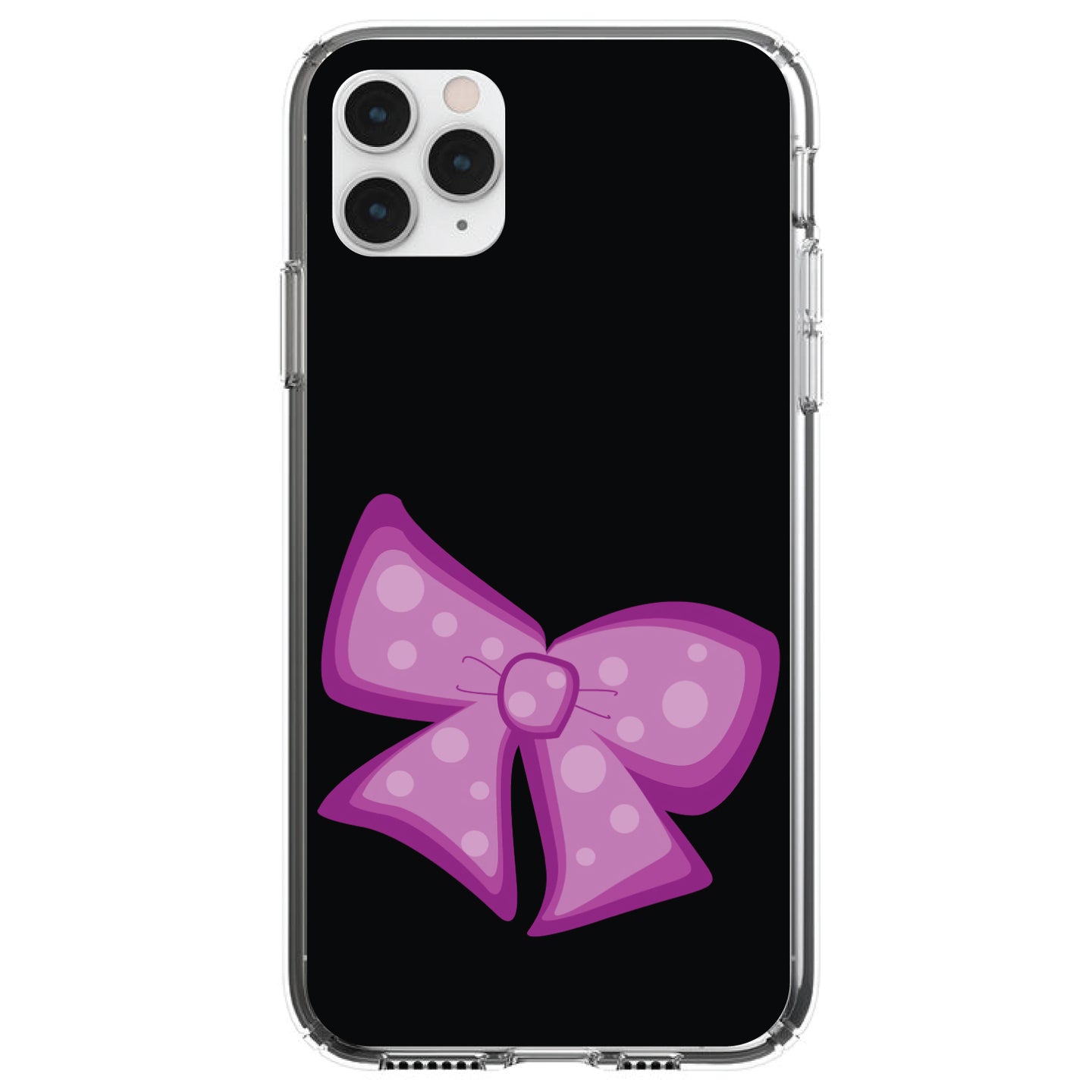DistinctInk® Clear Shockproof Hybrid Case for Apple iPhone / Samsung Galaxy / Google Pixel - Pink Black Bow Ribbon