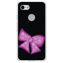 DistinctInk® Clear Shockproof Hybrid Case for Apple iPhone / Samsung Galaxy / Google Pixel - Pink Black Bow Ribbon