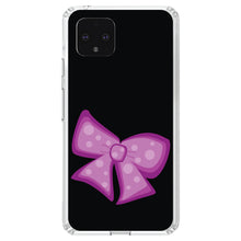 DistinctInk® Clear Shockproof Hybrid Case for Apple iPhone / Samsung Galaxy / Google Pixel - Pink Black Bow Ribbon