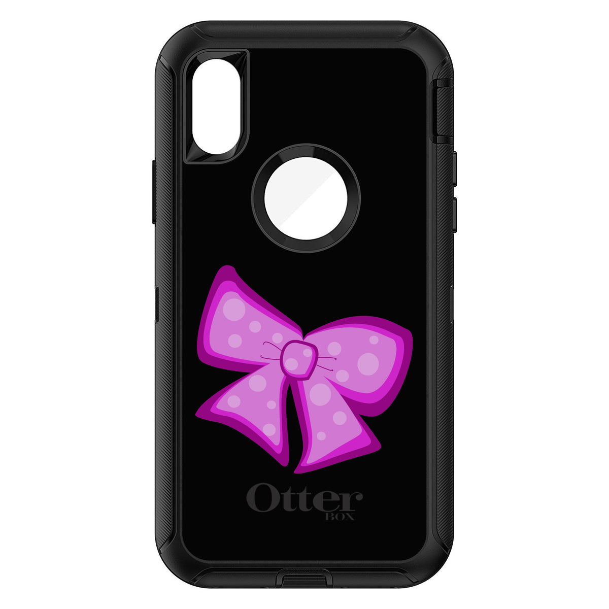 Pink Black Bow Ribbon OtterBox Defender Case for iPhone & Galaxy, view 3