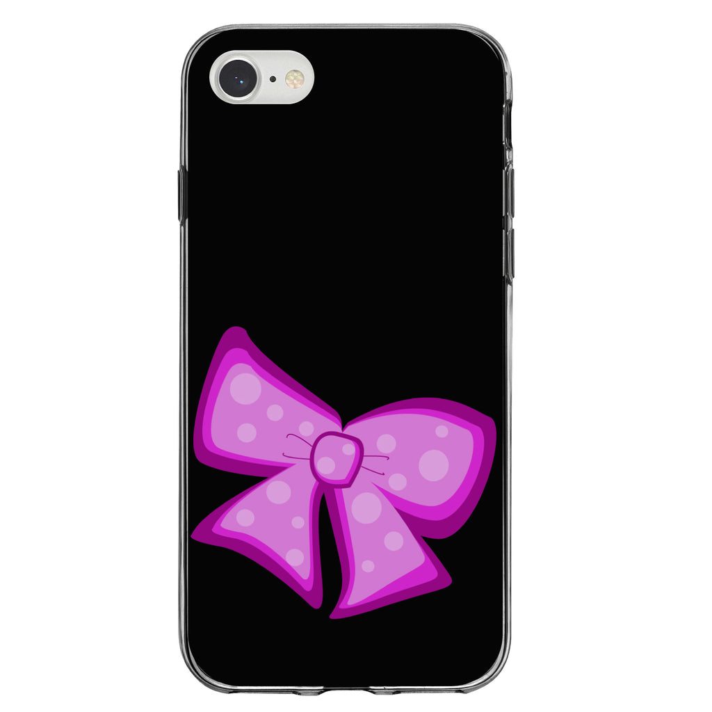 Pink Black Bow Ribbon Clear Shockproof iPhone Case, view 5