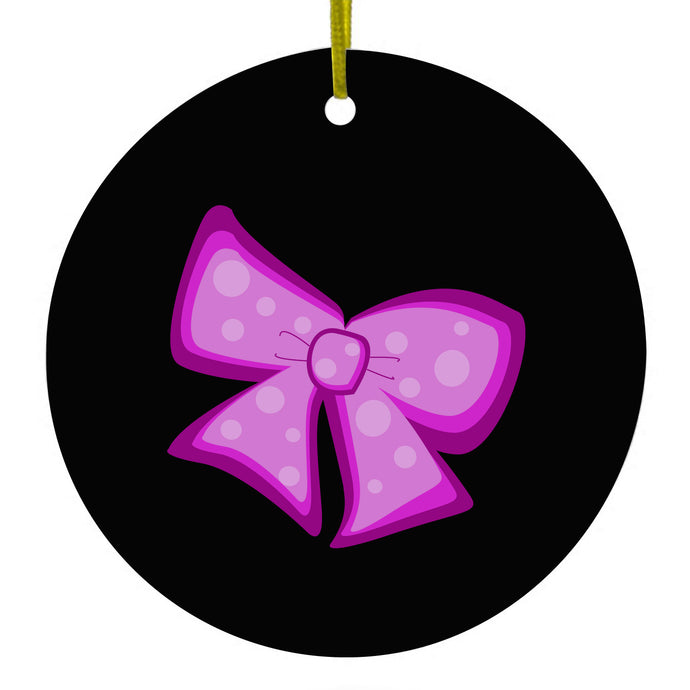 Pink Black Bow Ribbon Ceramic Ornament