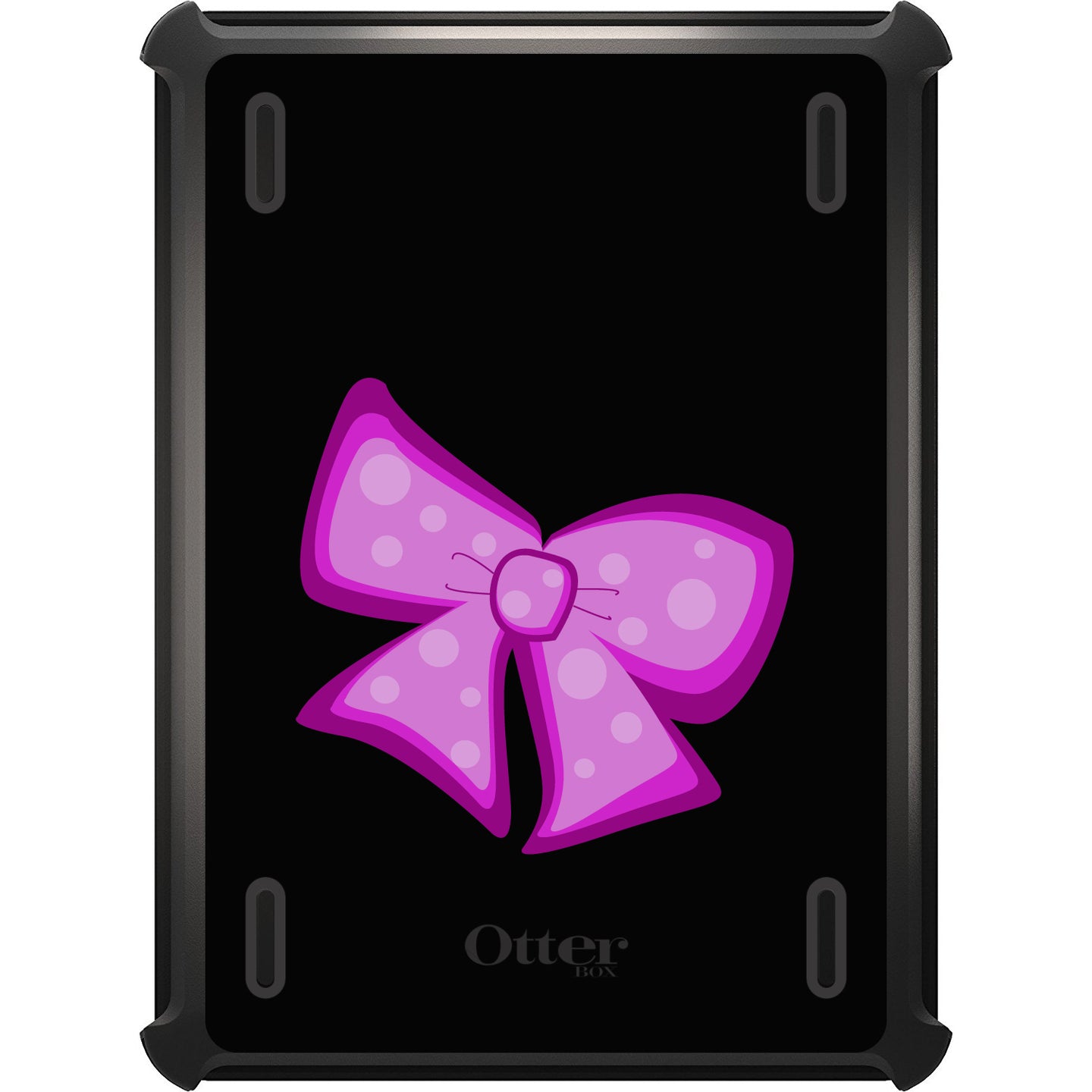 DistinctInk™ OtterBox Defender Series Case for Apple iPad / iPad Pro / iPad Air / iPad Mini - Pink Black Bow Ribbon