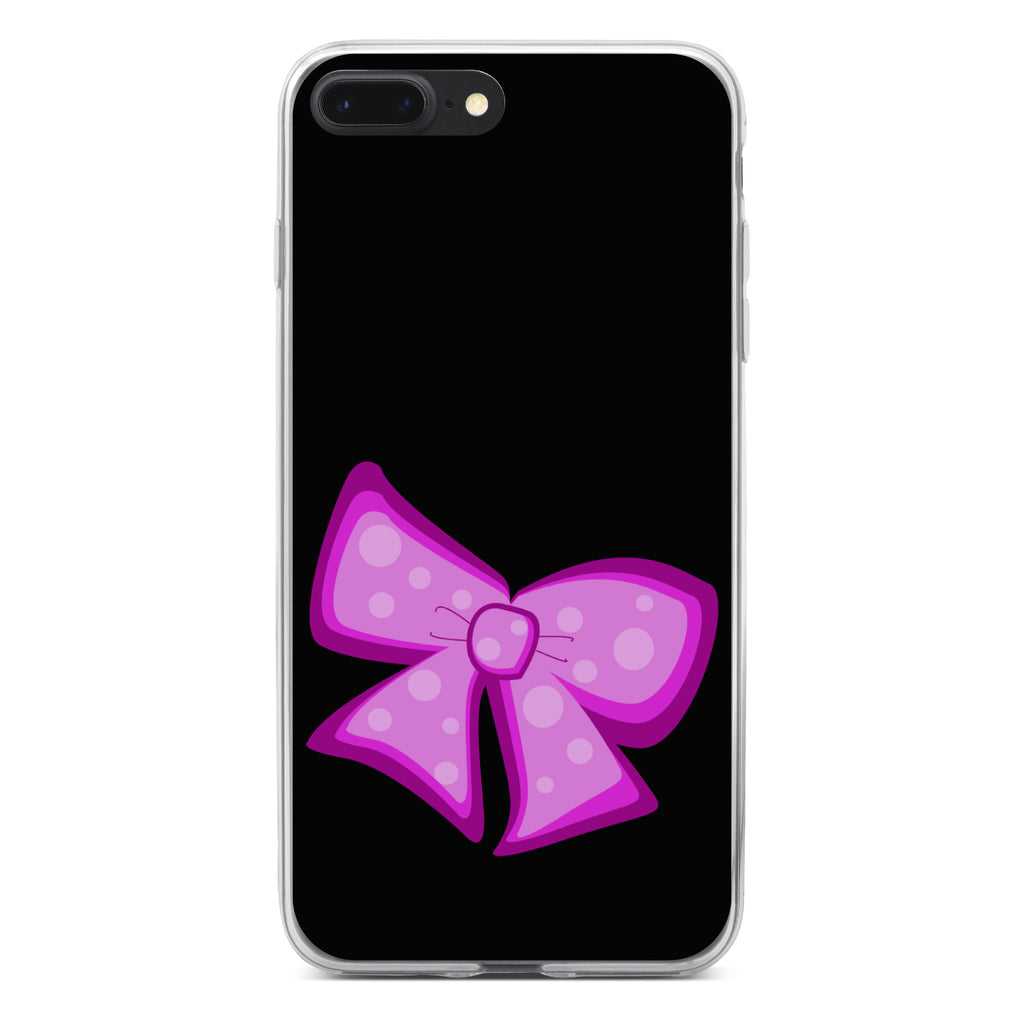 Pink Black Bow Ribbon Clear Shockproof iPhone Case, view 6