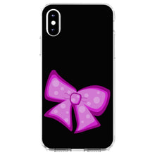 DistinctInk® Clear Shockproof Hybrid Case for Apple iPhone / Samsung Galaxy / Google Pixel - Pink Black Bow Ribbon