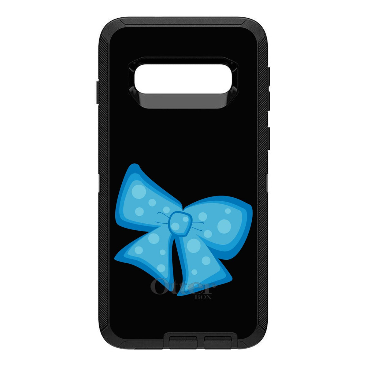 Light Blue Black Bow Ribbon OtterBox Defender Case for iPhone & Galaxy, view 9