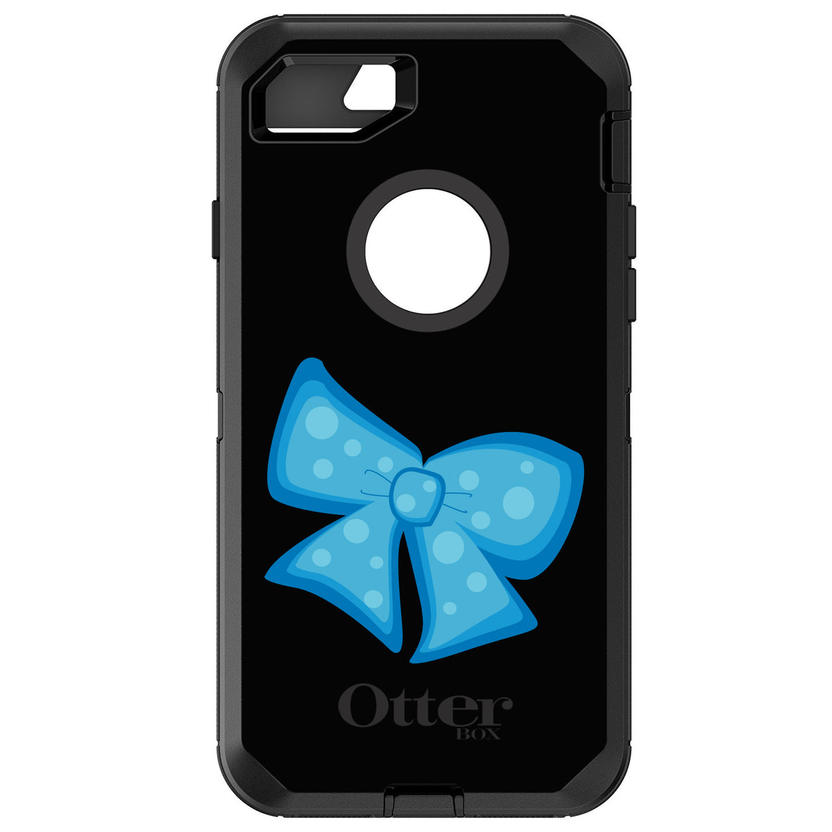 Light Blue Black Bow Ribbon OtterBox Defender Case for iPhone & Galaxy