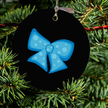 Light Blue Black Bow Ribbon Ceramic Ornament