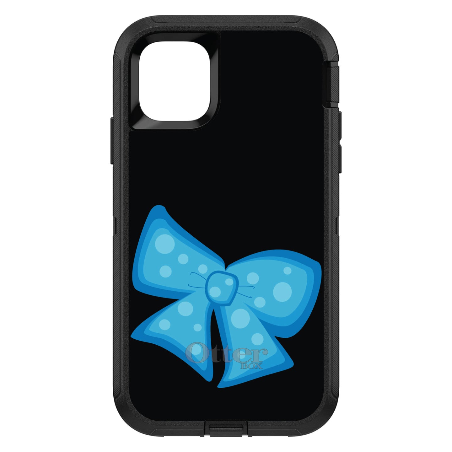 DistinctInk™ OtterBox Defender Series Case for Apple iPhone / Samsung Galaxy / Google Pixel - Light Blue Black Bow Ribbon