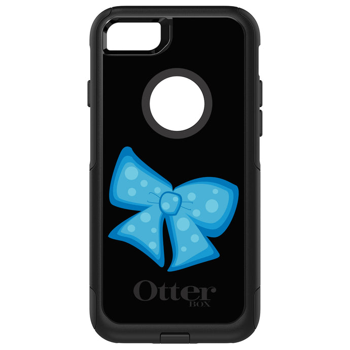 DistinctInk OtterBox Commuter Series Case for Apple iPhone or Samsung Galaxy - Light Blue Black Bow Ribbon