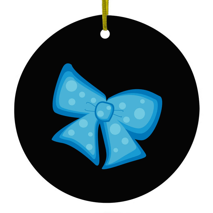 Light Blue Black Bow Ribbon Ceramic Ornament