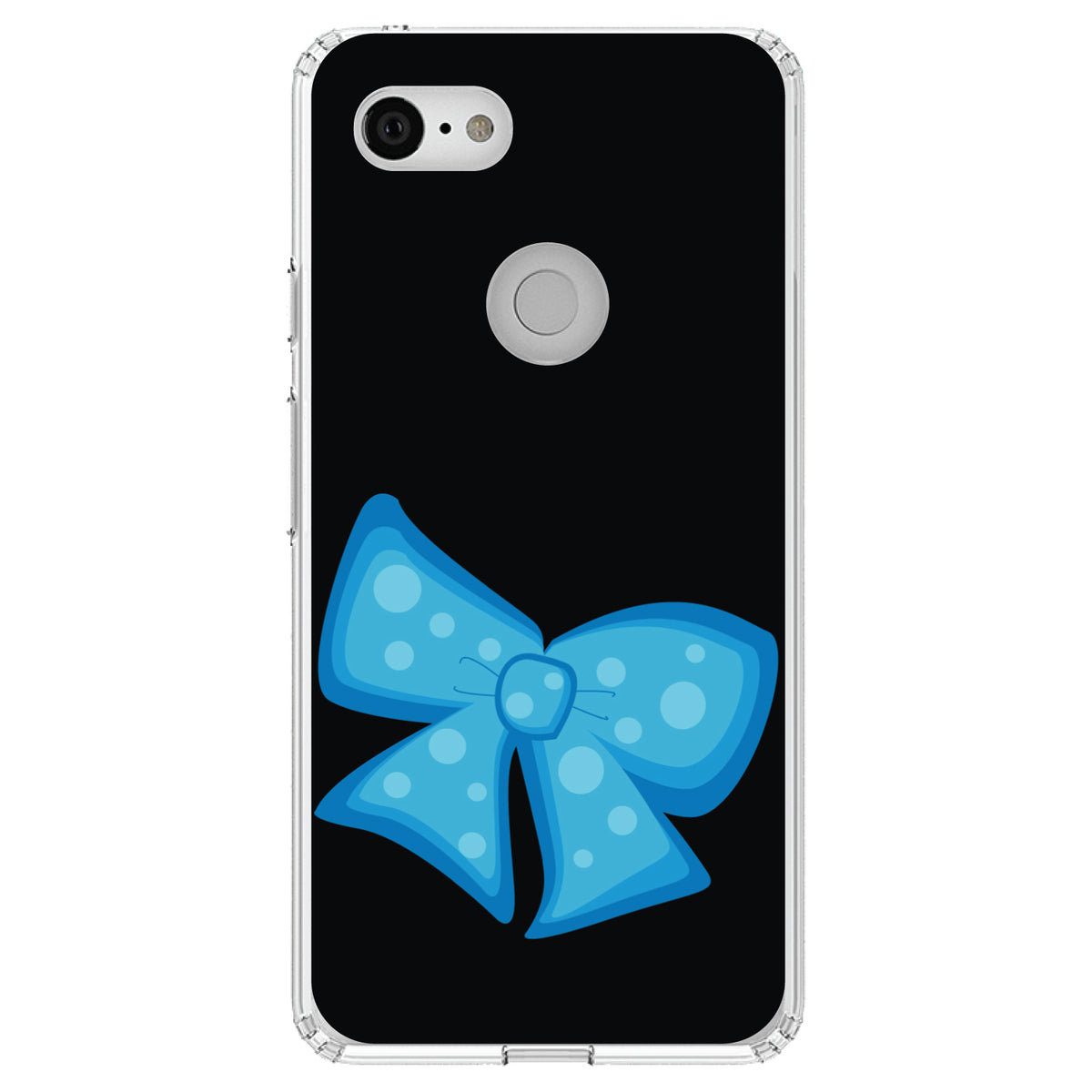 Light Blue Black Bow Ribbon Clear Shockproof iPhone Case, view 22