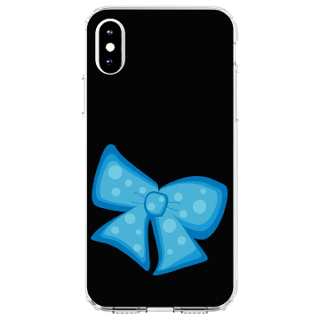 Light Blue Black Bow Ribbon Clear Shockproof iPhone Case, view 2