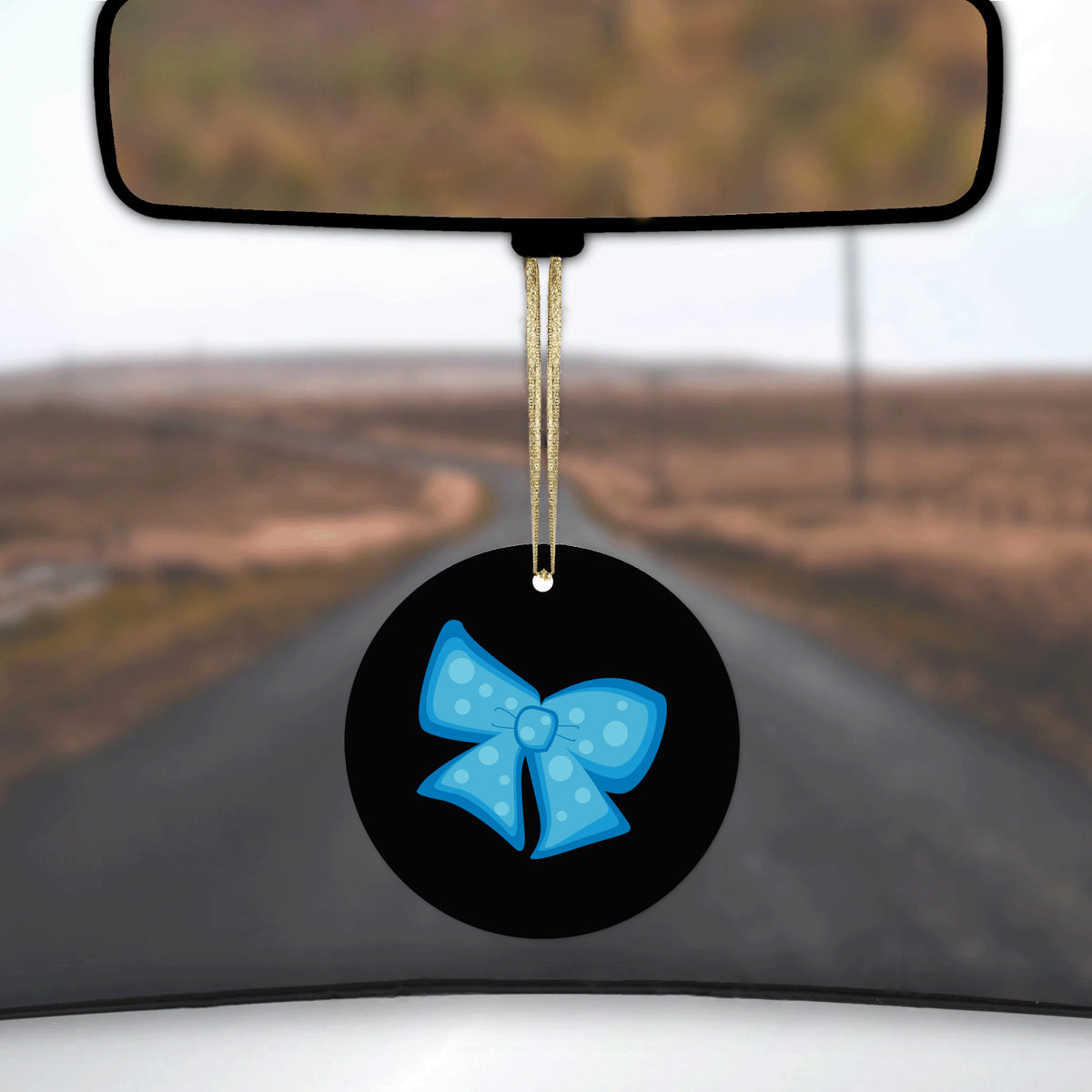 Light Blue Black Bow Ribbon Ceramic Ornament, view 3
