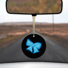 Light Blue Black Bow Ribbon Ceramic Ornament