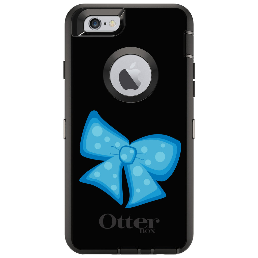 Light Blue Black Bow Ribbon OtterBox Defender Case for iPhone & Galaxy, view 4