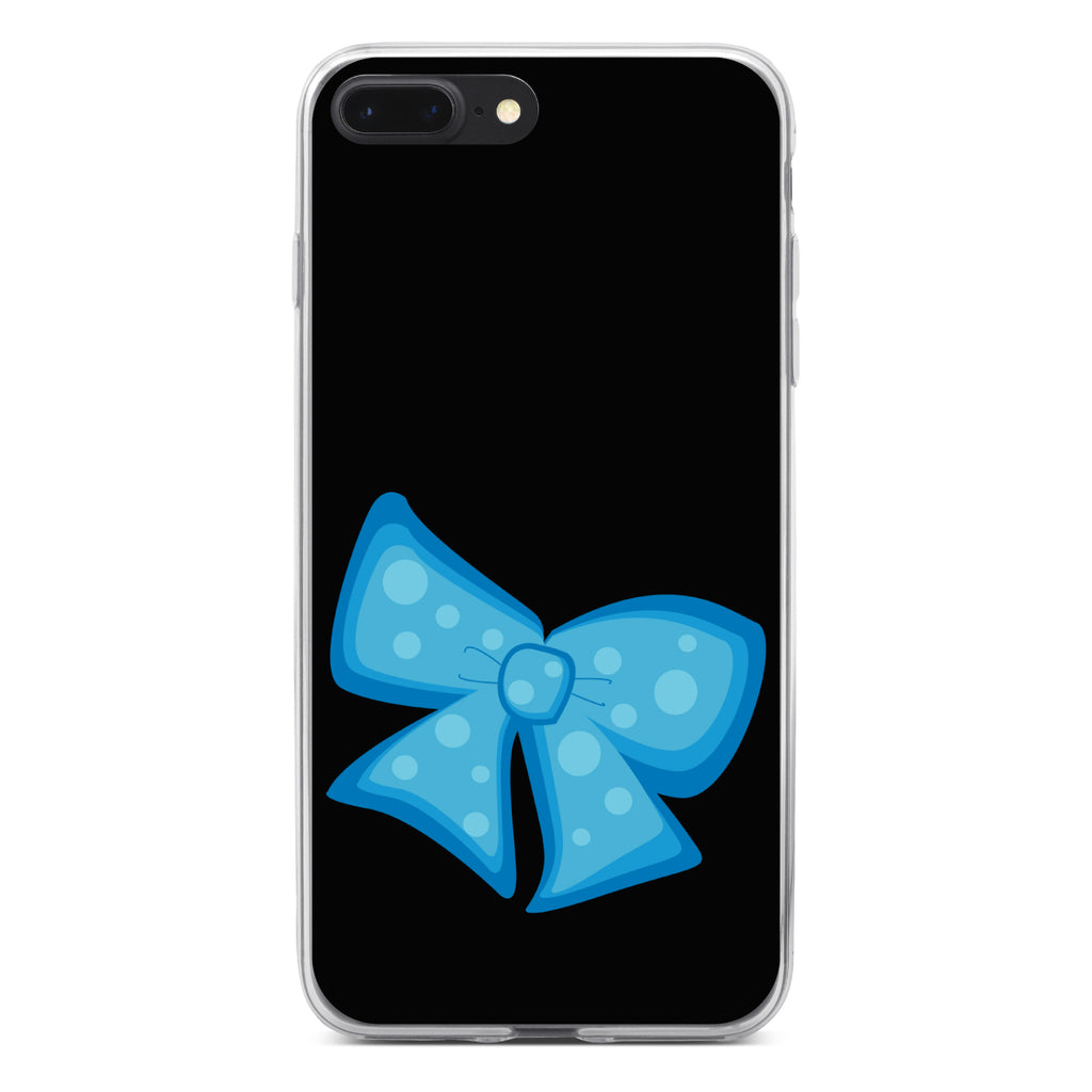 Light Blue Black Bow Ribbon Clear Shockproof iPhone Case, view 6