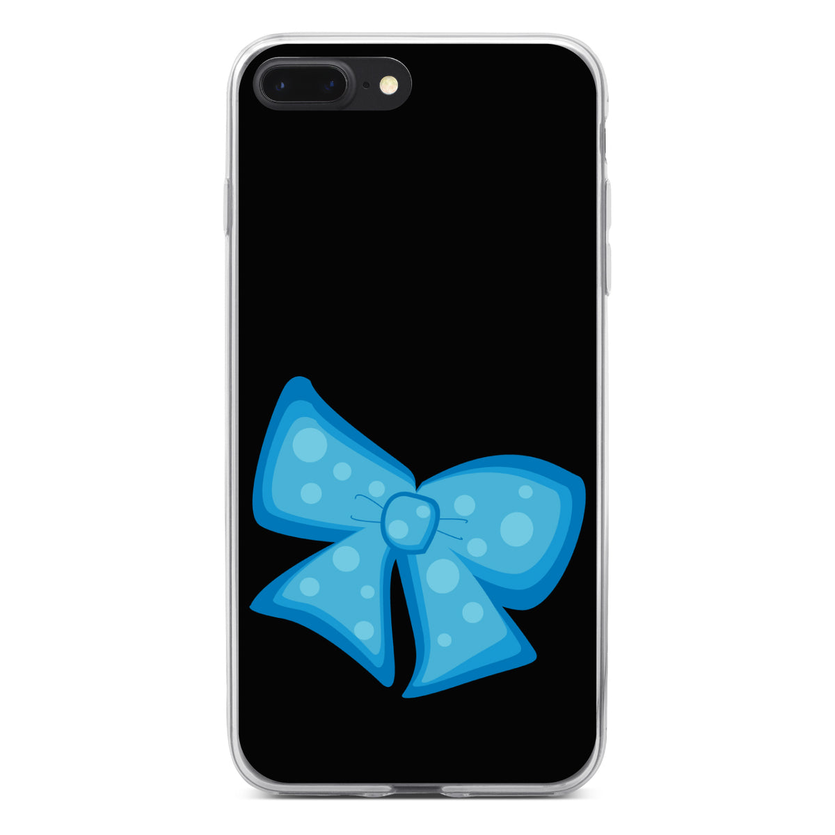 Light Blue Black Bow Ribbon Clear Shockproof iPhone Case, view 6
