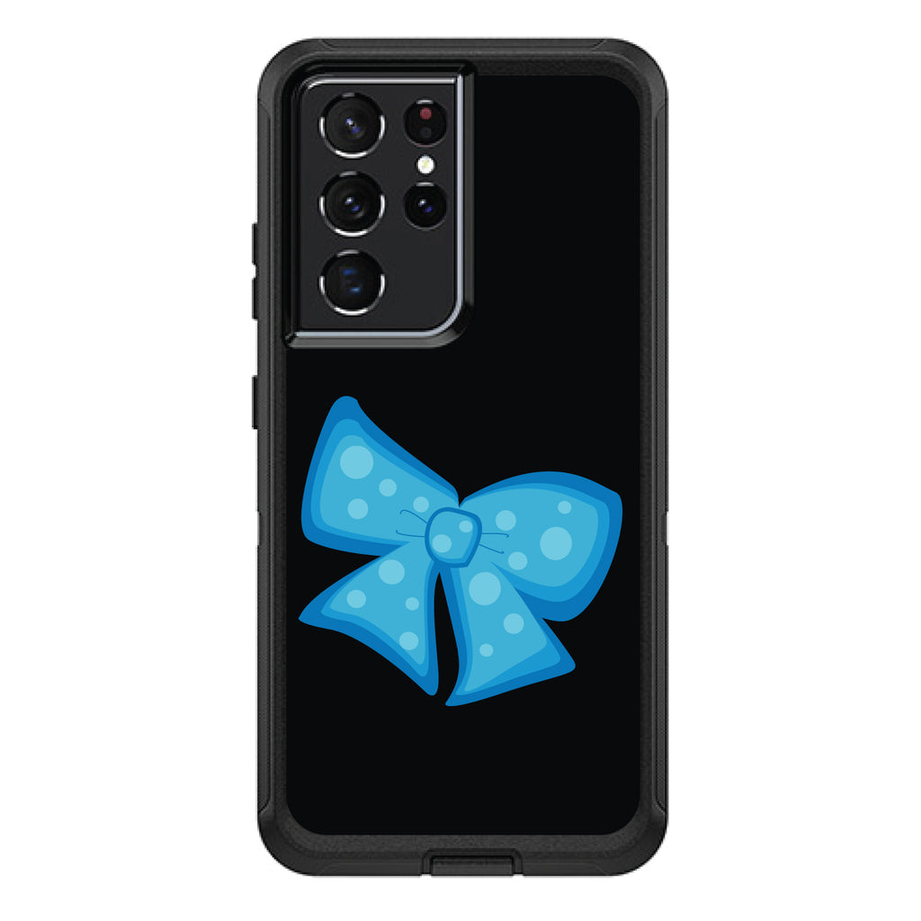 Light Blue Black Bow Ribbon OtterBox Defender Case for iPhone & Galaxy, view 7