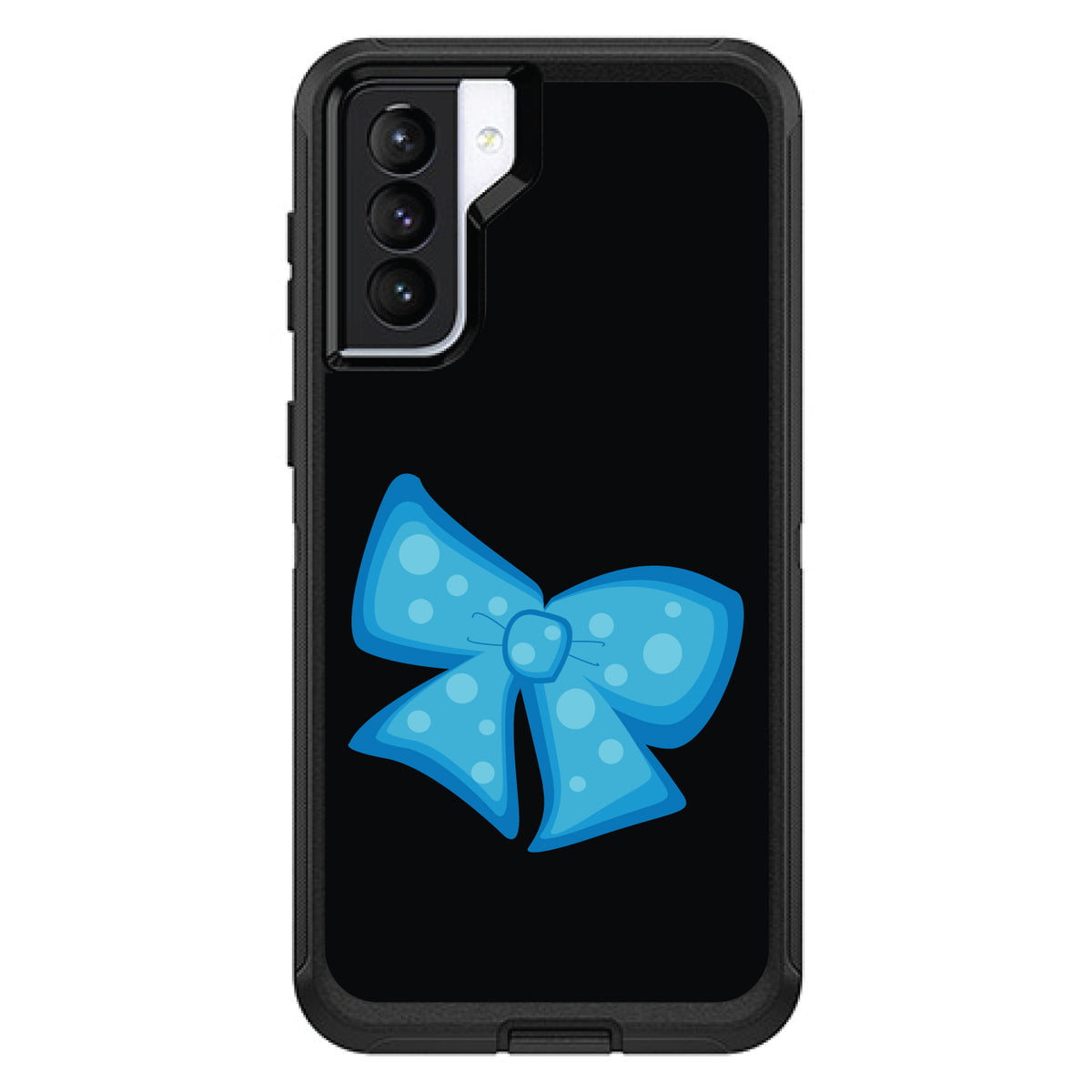 Light Blue Black Bow Ribbon OtterBox Defender Case for iPhone & Galaxy, view 5