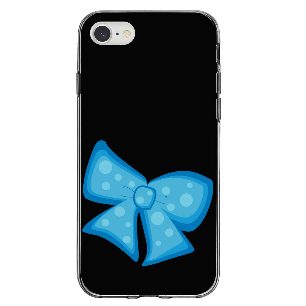 Light Blue Black Bow Ribbon Clear Shockproof iPhone Case, view 5
