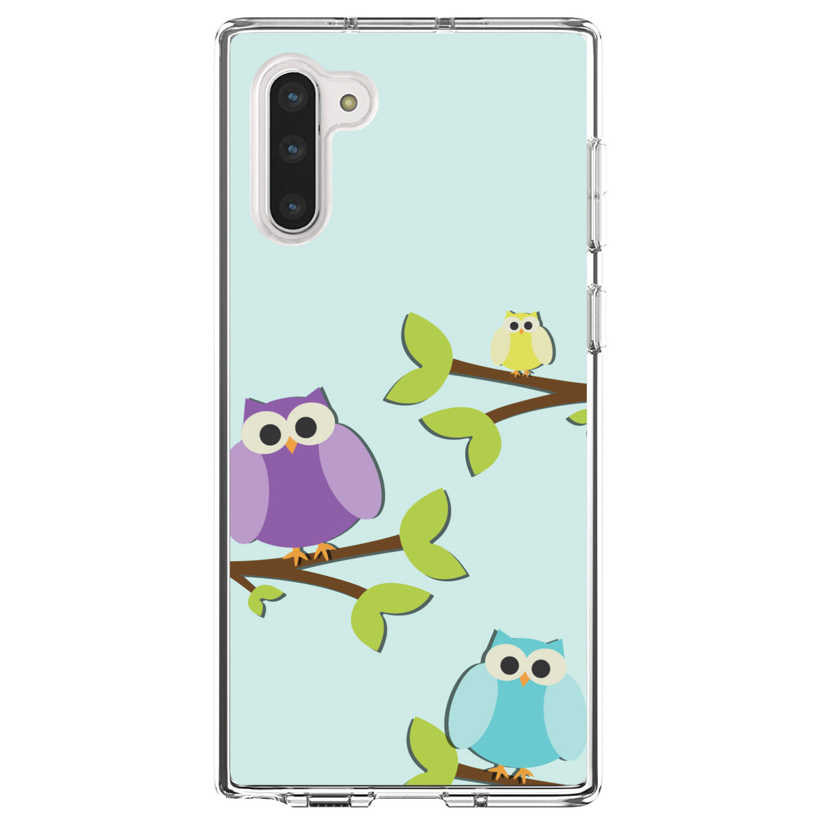 Blue Purple Yellow Owls Clear Shockproof iPhone Case, view 9