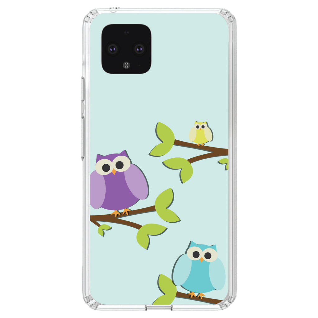 Blue Purple Yellow Owls Clear Shockproof iPhone Case, view 24