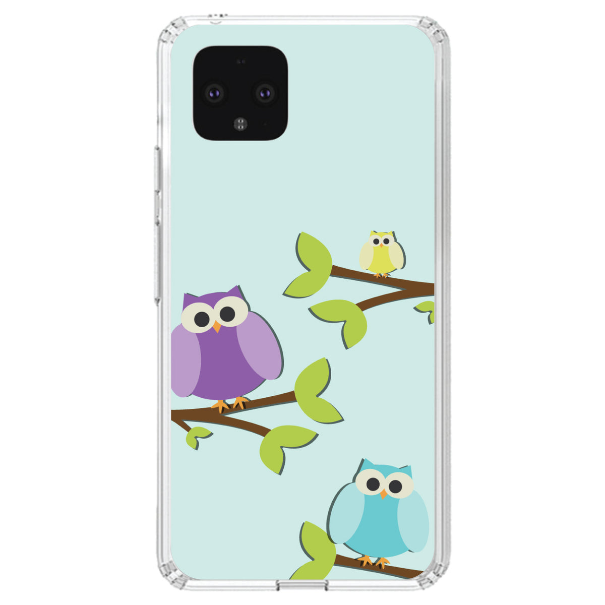 Blue Purple Yellow Owls Clear Shockproof iPhone Case, view 24