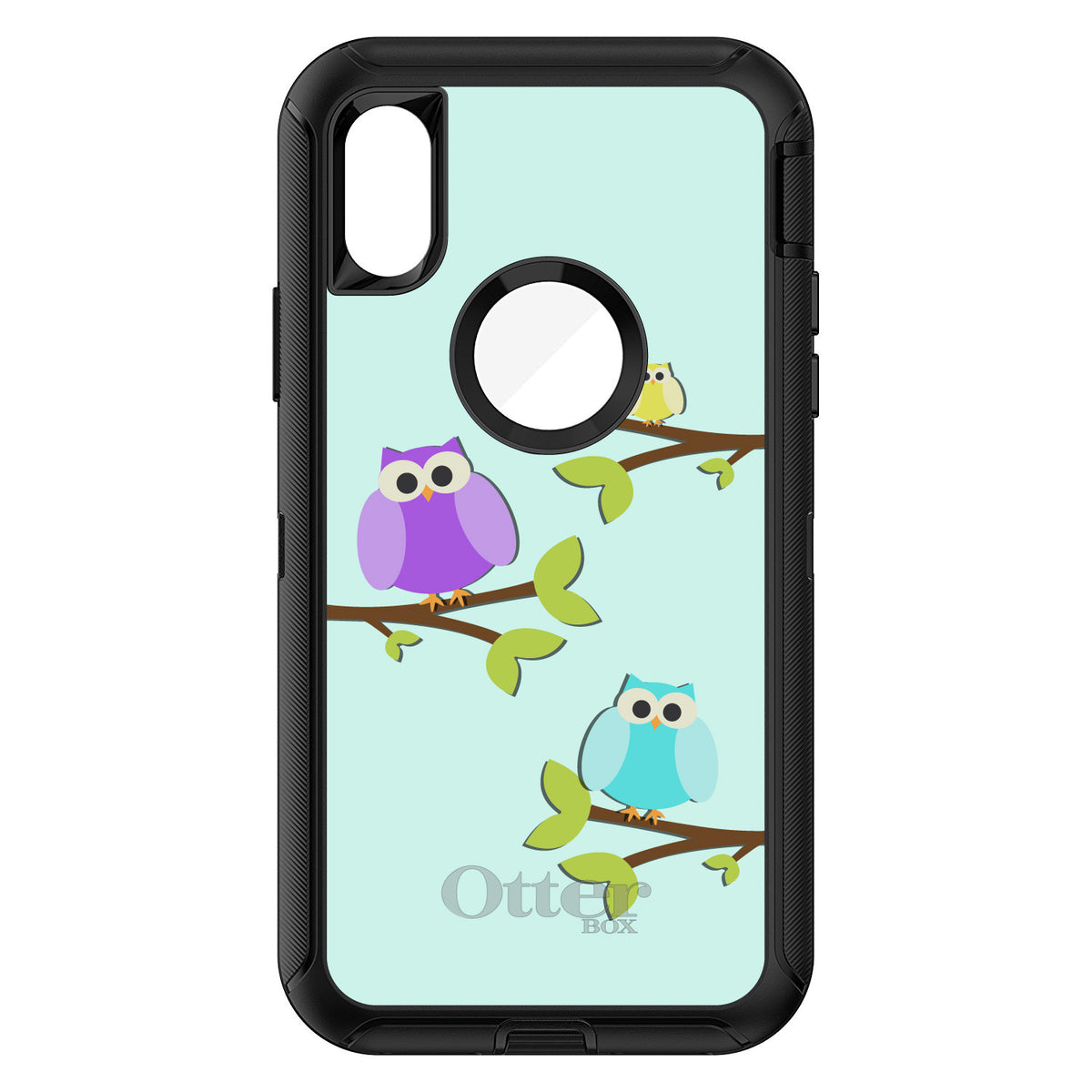 Blue Purple Yellow Owls OtterBox Defender Case for iPhone & Galaxy, view 3