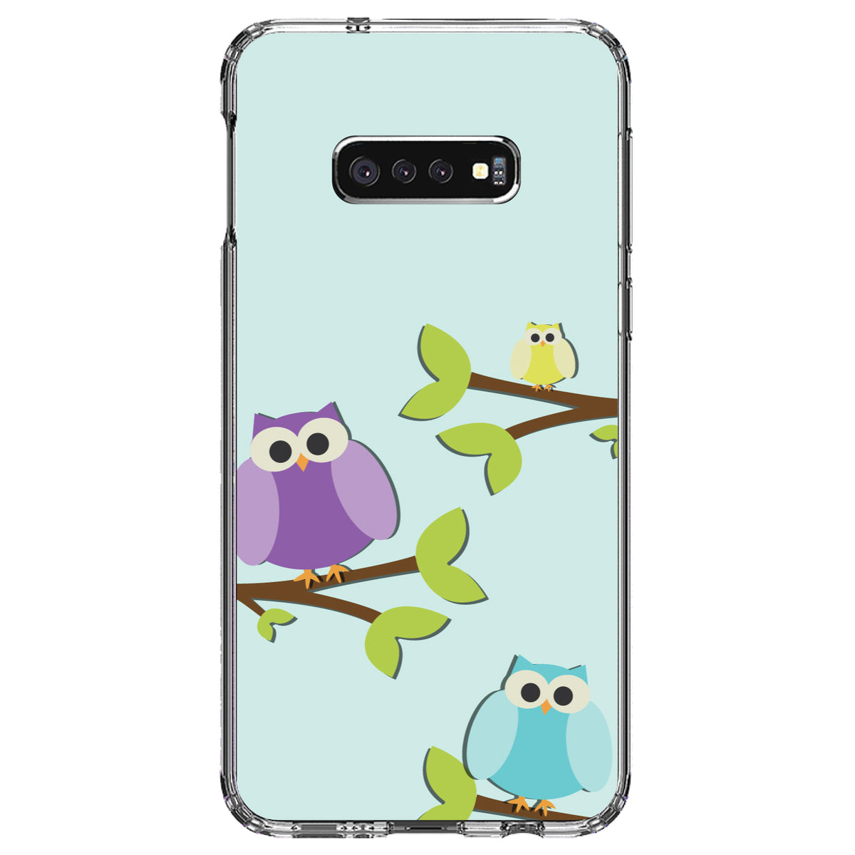 Blue Purple Yellow Owls Clear Shockproof iPhone Case, view 18