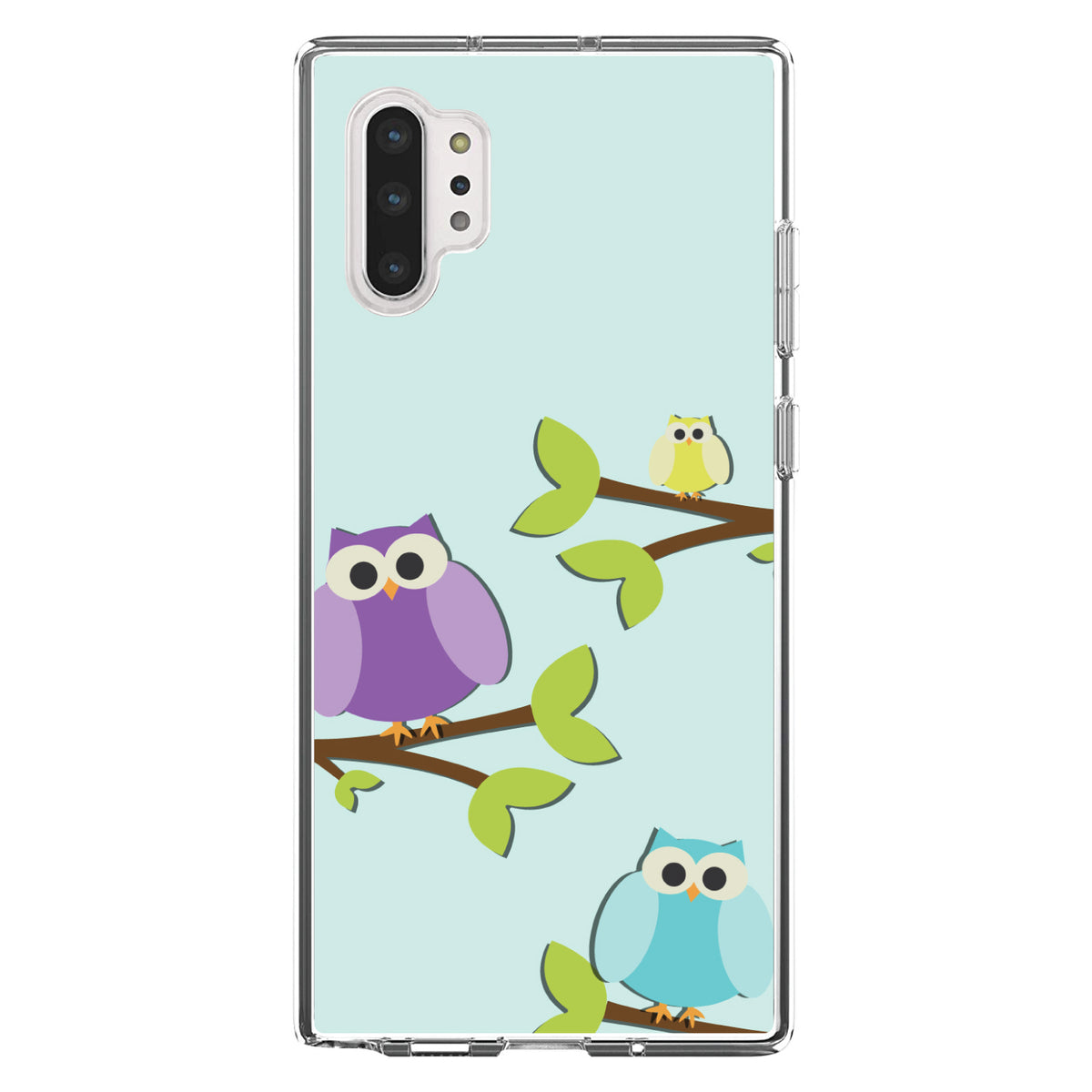 Blue Purple Yellow Owls Clear Shockproof iPhone Case, view 10