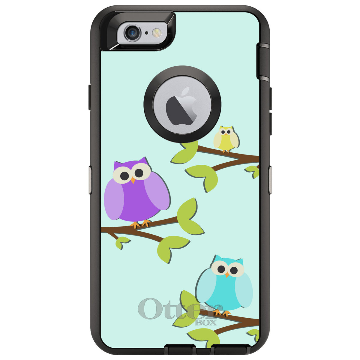 Blue Purple Yellow Owls OtterBox Defender Case for iPhone & Galaxy, view 4