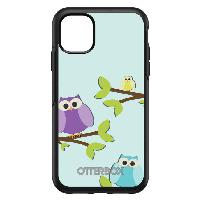 DistinctInk™ OtterBox Symmetry Series Case for Apple iPhone / Samsung Galaxy / Google Pixel - Blue Purple Yellow Owls