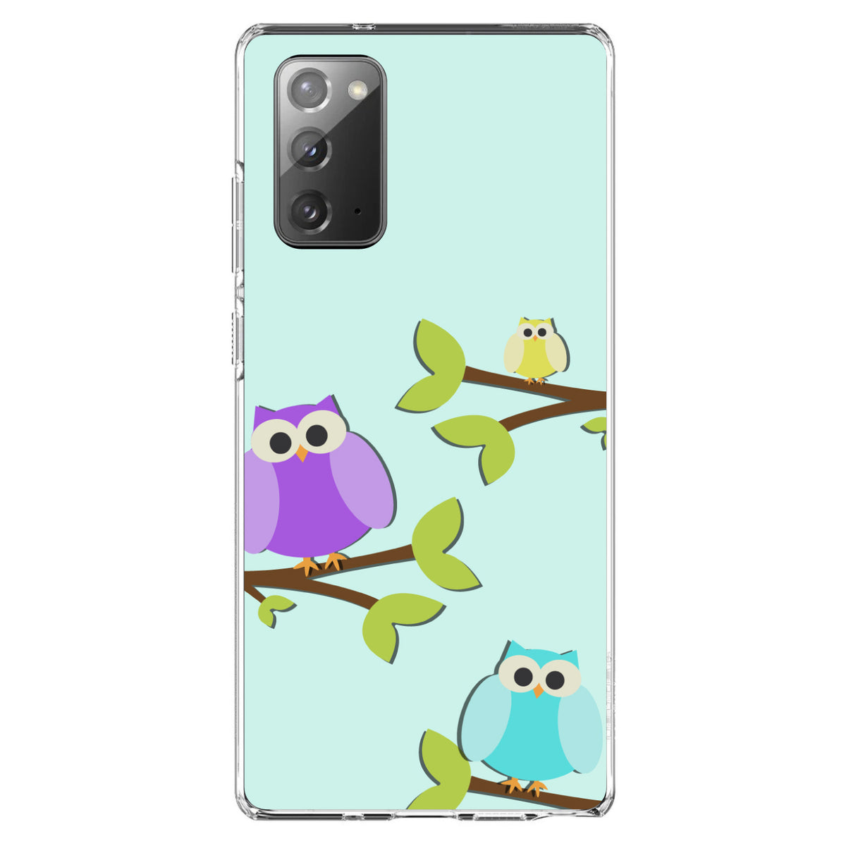 Blue Purple Yellow Owls Clear Shockproof iPhone Case, view 8