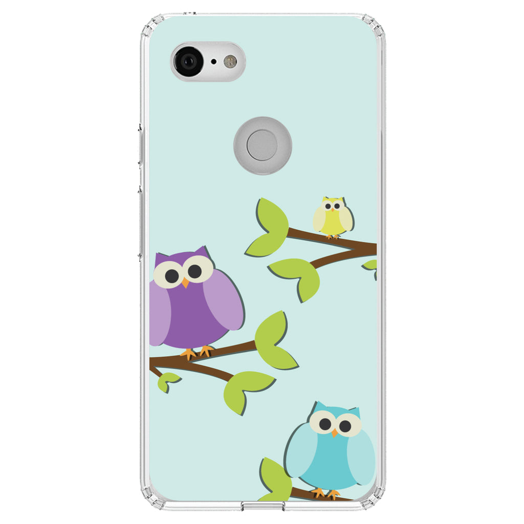 Blue Purple Yellow Owls Clear Shockproof iPhone Case, view 22