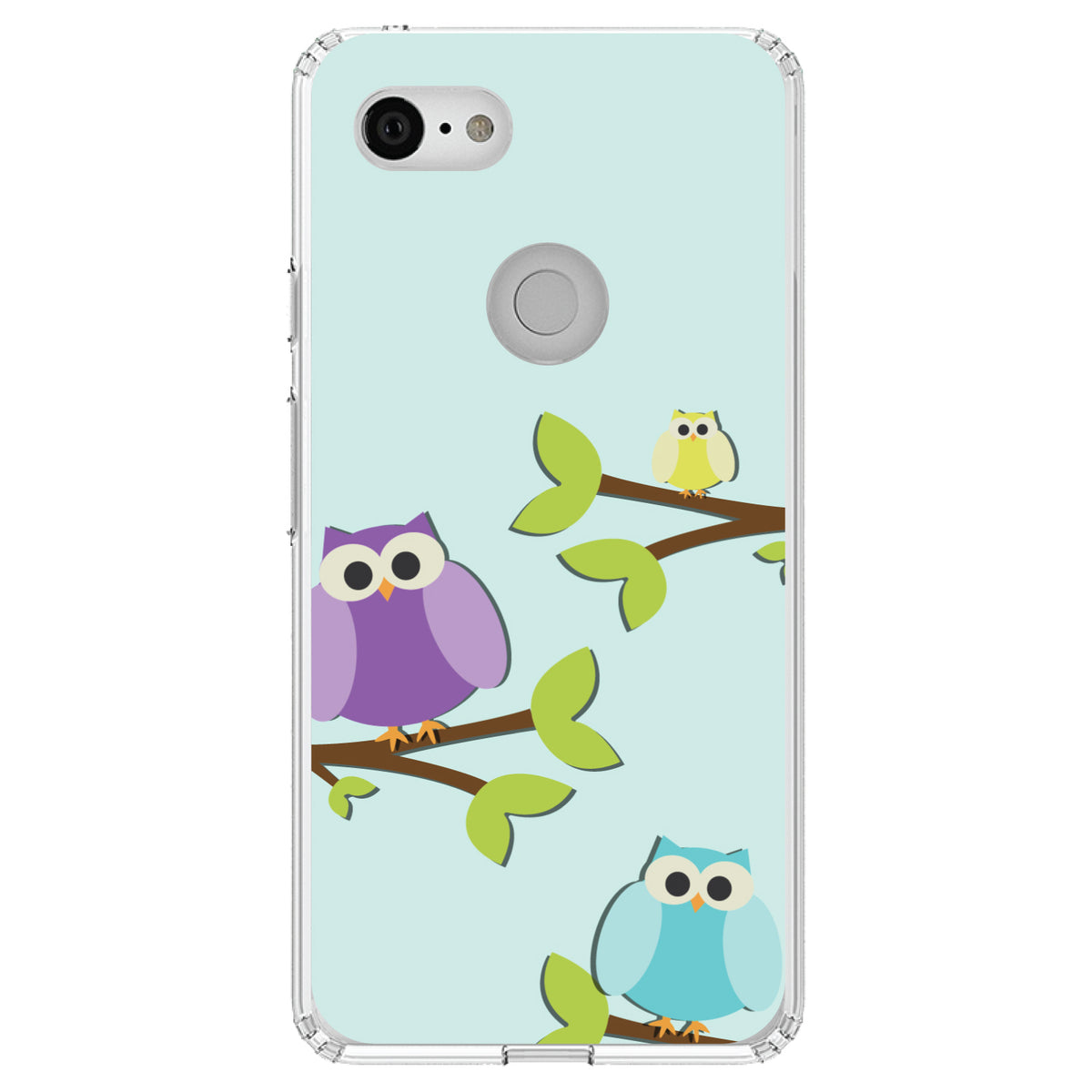 Blue Purple Yellow Owls Clear Shockproof iPhone Case, view 22