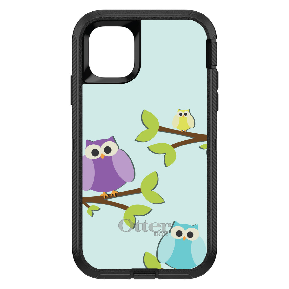 Blue Purple Yellow Owls OtterBox Defender Case for iPhone & Galaxy, view 2