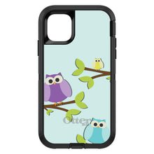DistinctInk™ OtterBox Defender Series Case for Apple iPhone / Samsung Galaxy / Google Pixel - Blue Purple Yellow Owls