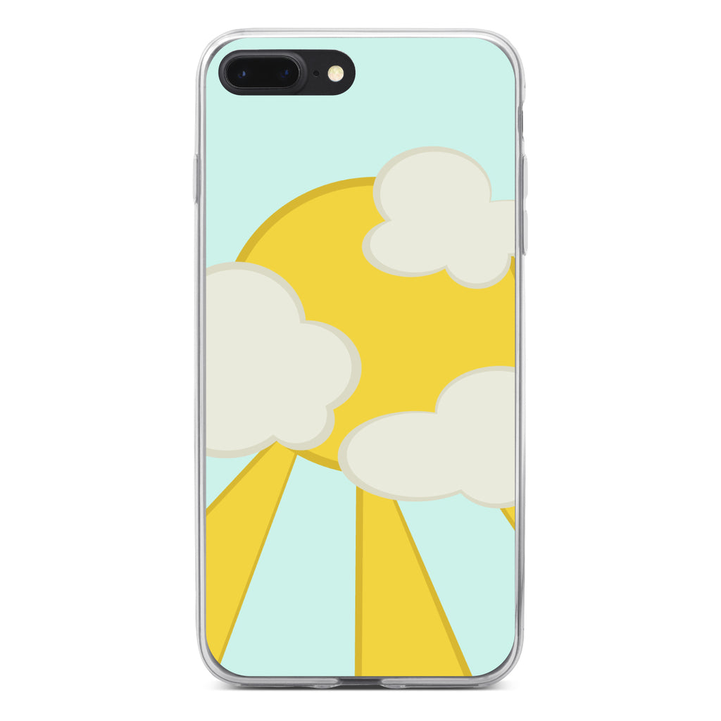Blue Yellow Sun Sky Clouds Clear Shockproof iPhone Case, view 6
