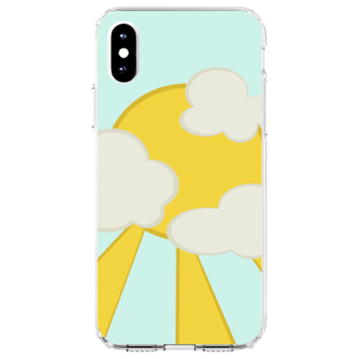 Blue Yellow Sun Sky Clouds Clear Shockproof iPhone Case, view 4