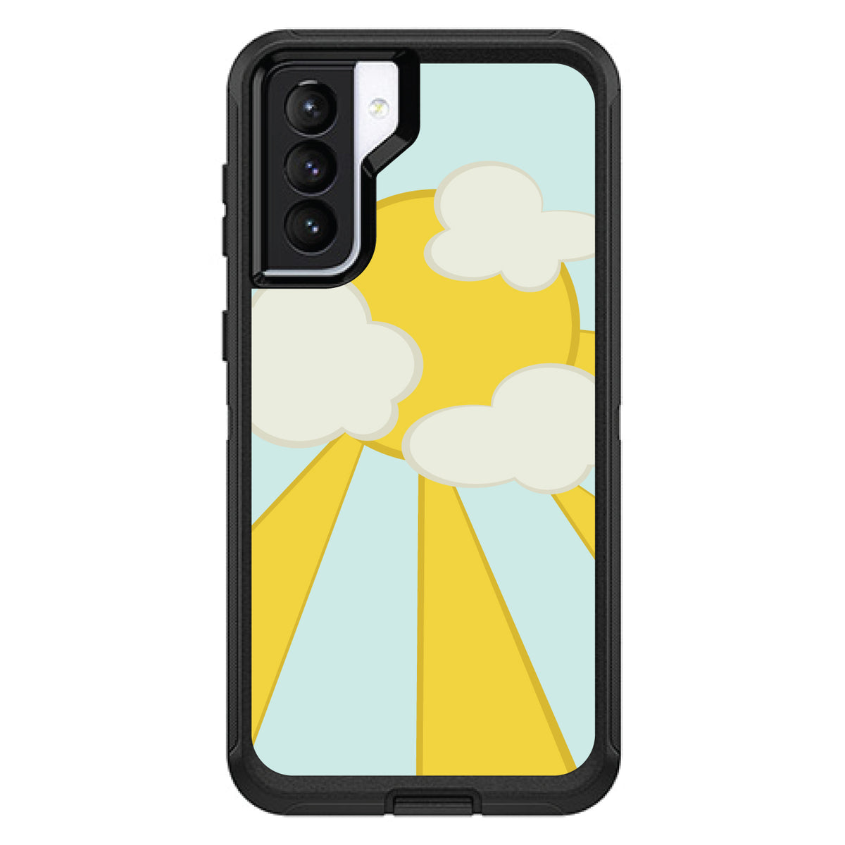 Blue Yellow Sun Sky Clouds OtterBox Defender Case for iPhone & Galaxy, view 5