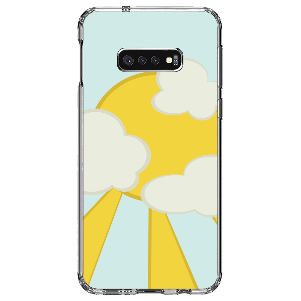 Blue Yellow Sun Sky Clouds Clear Shockproof iPhone Case, view 18