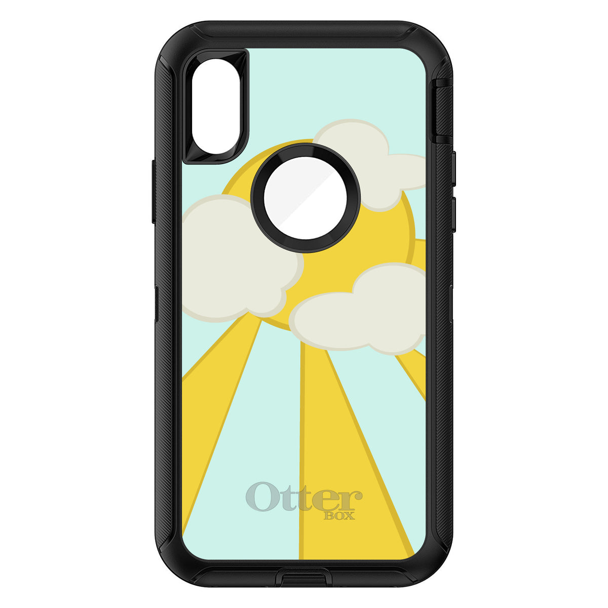 Blue Yellow Sun Sky Clouds OtterBox Defender Case for iPhone & Galaxy, view 3