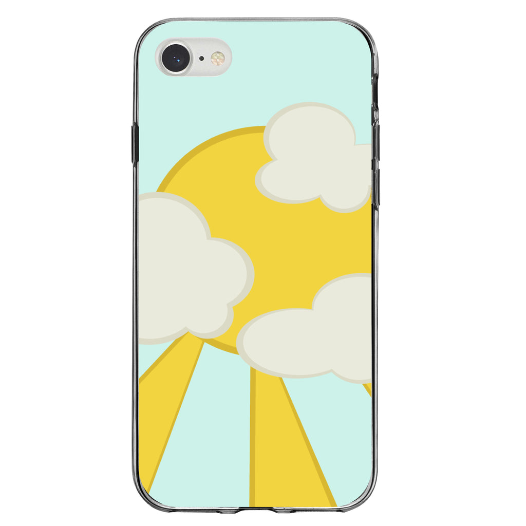 Blue Yellow Sun Sky Clouds Clear Shockproof iPhone Case, view 5
