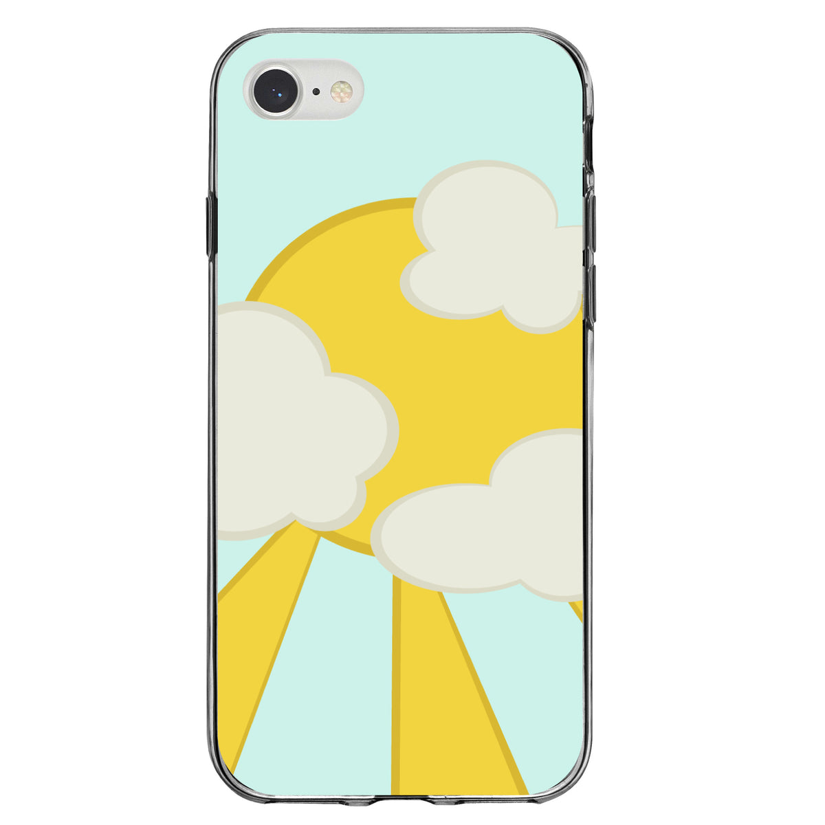 Blue Yellow Sun Sky Clouds Clear Shockproof iPhone Case, view 5